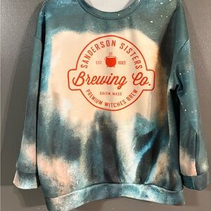 Women's light weight Sweatshirt - Teal and Cream size Medium